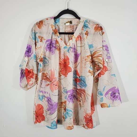 Vintage 1960s Wash N'Wear floral blouse - Picture 6 of 6